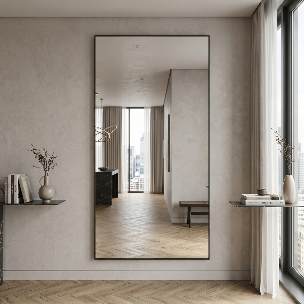Зеркало в алюминиевой раме 08 «Премиум Черный Матовый» — фото 2