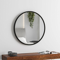 Круглое зеркало в черной МДФ раме — фото 3