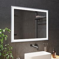 Зеркало с подсветкой в алюминиевой раме  «Серебро» — фото 3
